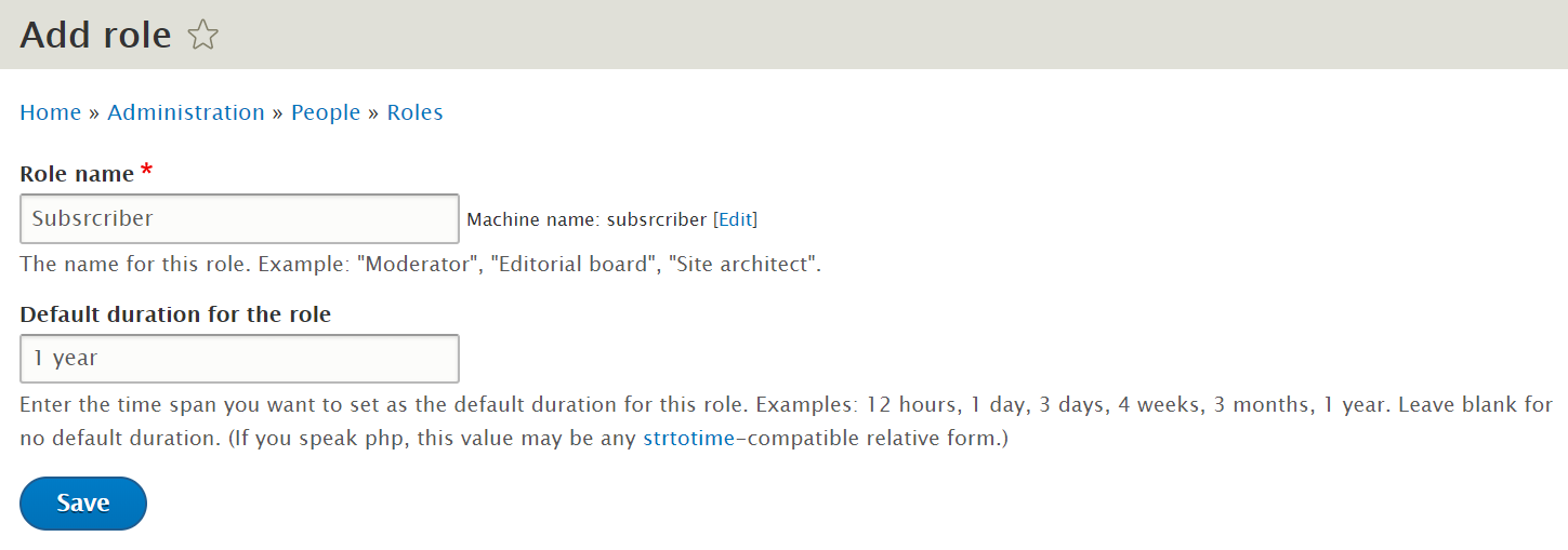 Adding role expiration time with Role Expire Drupal module