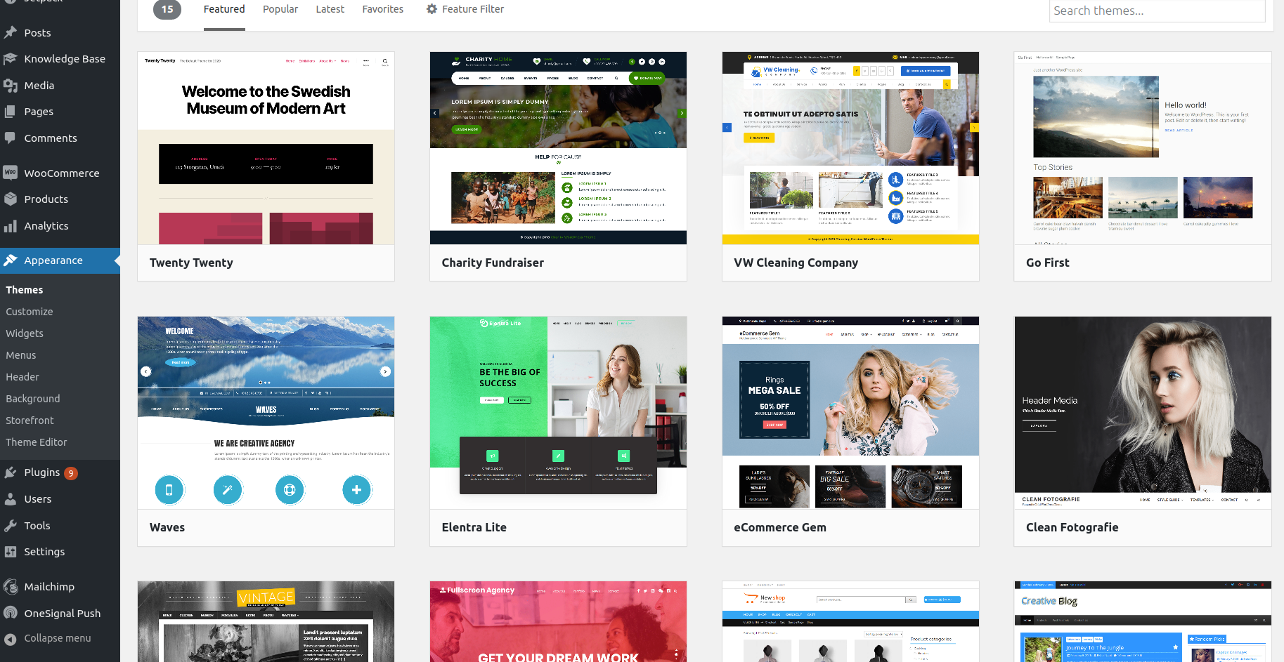 Select and install a new WordPress theme